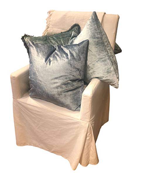 Putetrekk Shiny Velvet Sky Blue m/frynser