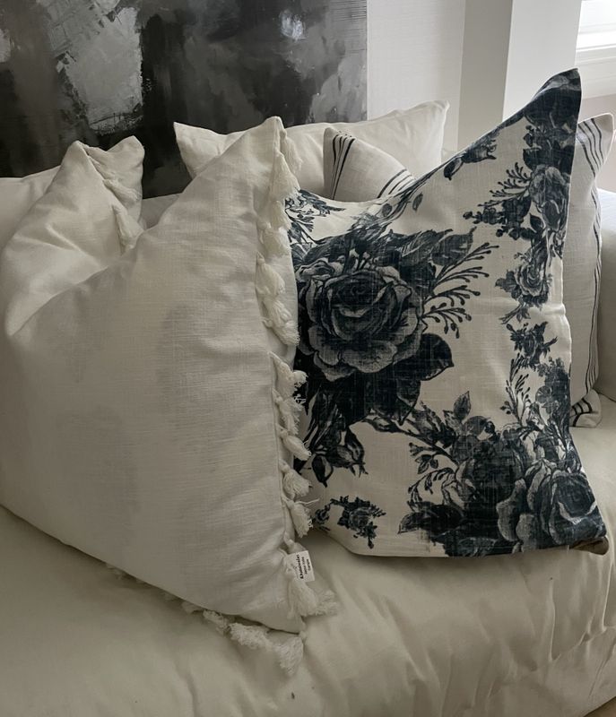 Cushion Cover Rose Foggy Blue