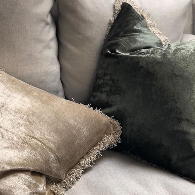 cushion cover shiny velvet Olive green