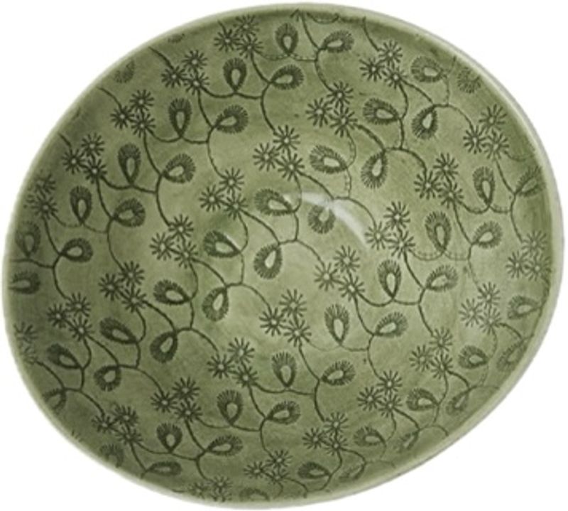 Soup Bowl Mixe Pattern Dark Green