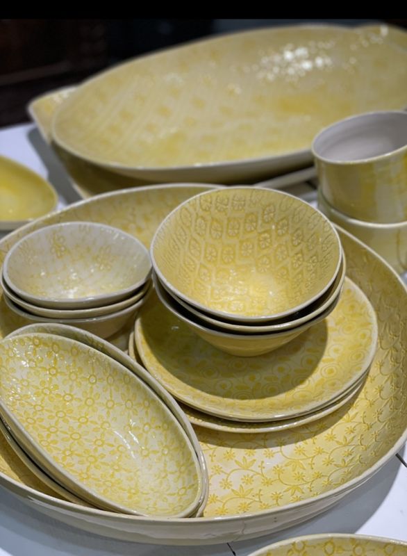 Soup Bowl Mixe Pattern Yellow 